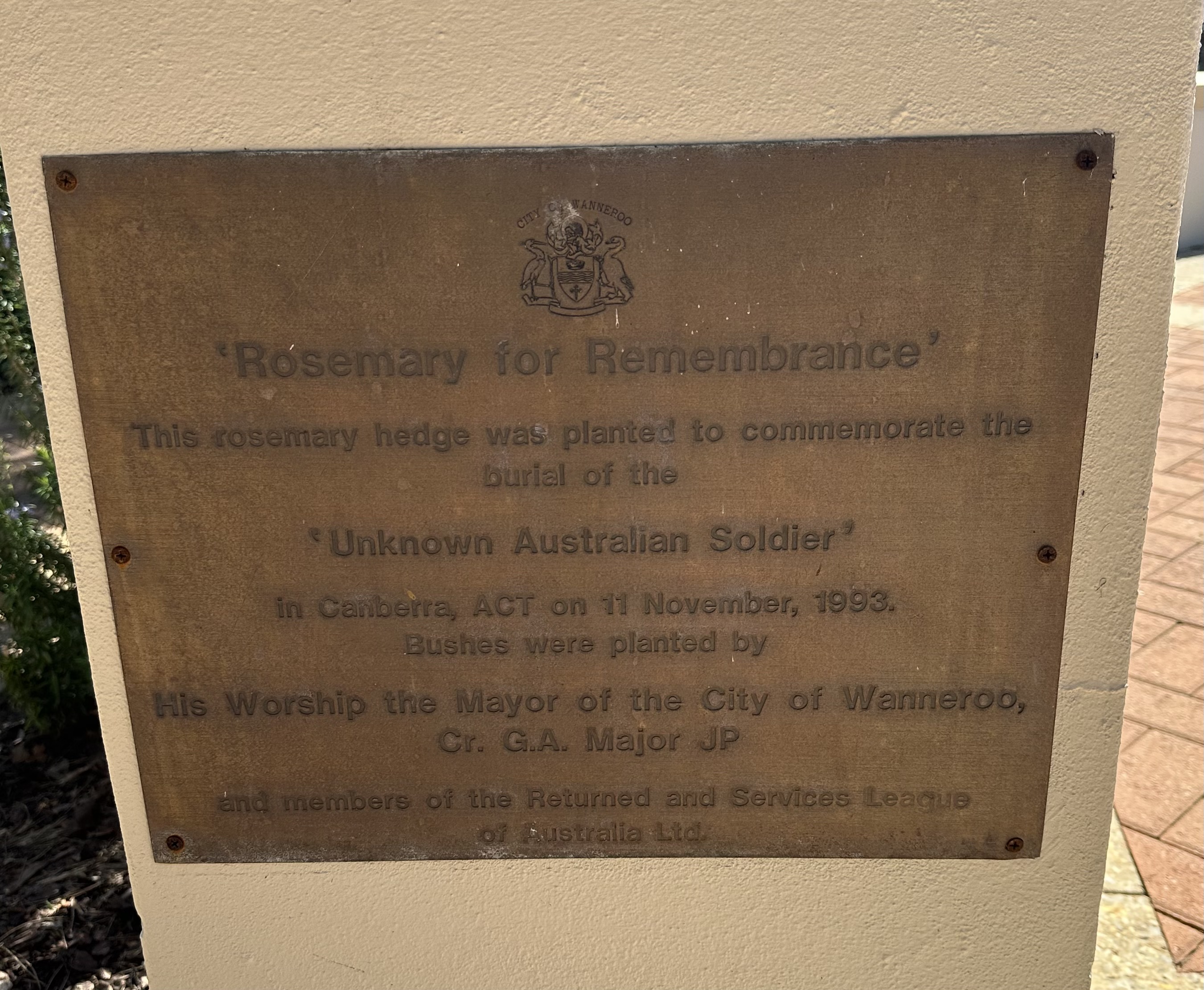 Unknown Soldier memorial plaque